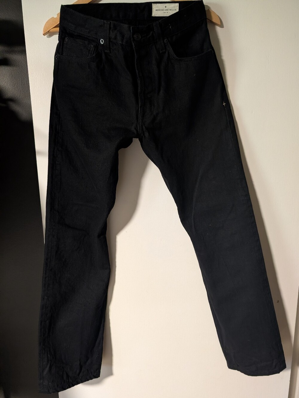 Imogene And Willie Black Straight Willie Fit Selvedge Workwear Denim Size 29